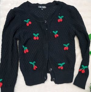 Cherry Black Cardigan